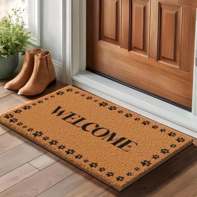 Alt view image 2 of 7 - Natural Coco Coir Non-Slip Doormat (17x30, Welcome Paws)