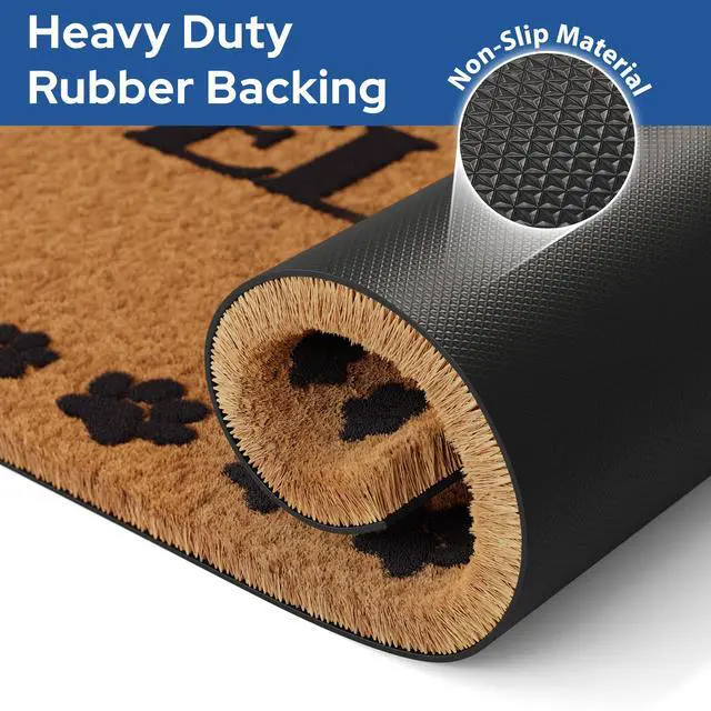 Alt view image 4 of 7 - Natural Coco Coir Non-Slip Doormat (17x30, Welcome Paws)