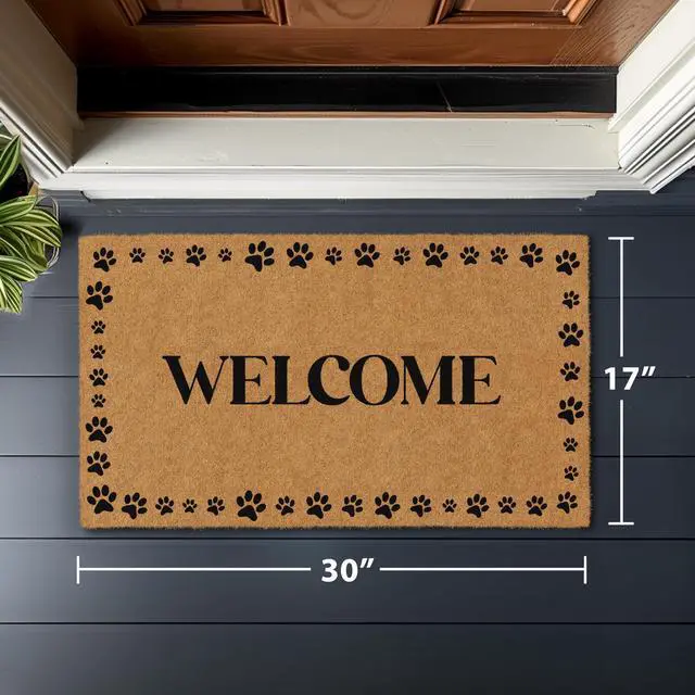 Alt view image 5 of 7 - Natural Coco Coir Non-Slip Doormat (17x30, Welcome Paws)