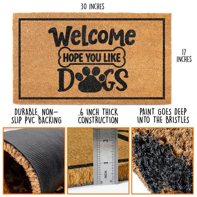 Alt view image 2 of 7 - Welcome Hope You Like Dogs Doormat 30x17 Inch, Funny Dog Welcome Mat Coir
