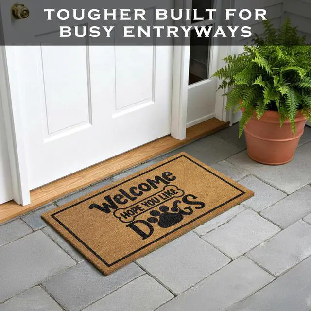 Alt view image 7 of 7 - Welcome Hope You Like Dogs Doormat 30x17 Inch, Funny Dog Welcome Mat Coir