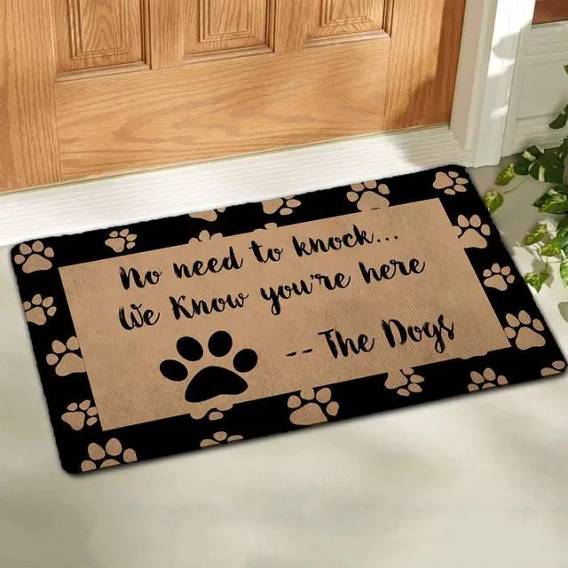 Alt view image 2 of 7 - Welcome Mat with Rubber Back No Need to Knock We Know You're Here The Dog Doormat Funny Doormat for Entrance Way Monogram Mats for Front Door Mat No Slip Kitchen Rugs and Mats 30"(L) x 18"(W)