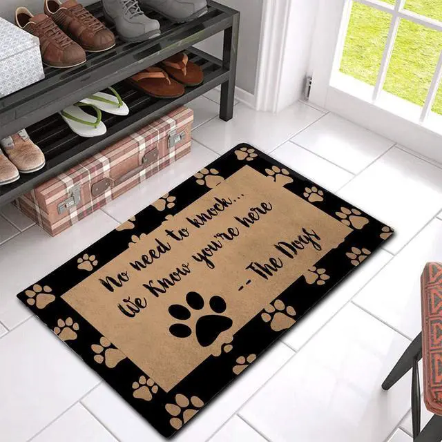 Alt view image 3 of 7 - Welcome Mat with Rubber Back No Need to Knock We Know You're Here The Dog Doormat Funny Doormat for Entrance Way Monogram Mats for Front Door Mat No Slip Kitchen Rugs and Mats 30"(L) x 18"(W)