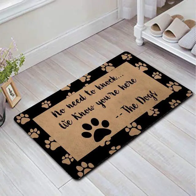 Alt view image 4 of 7 - Welcome Mat with Rubber Back No Need to Knock We Know You're Here The Dog Doormat Funny Doormat for Entrance Way Monogram Mats for Front Door Mat No Slip Kitchen Rugs and Mats 30"(L) x 18"(W)