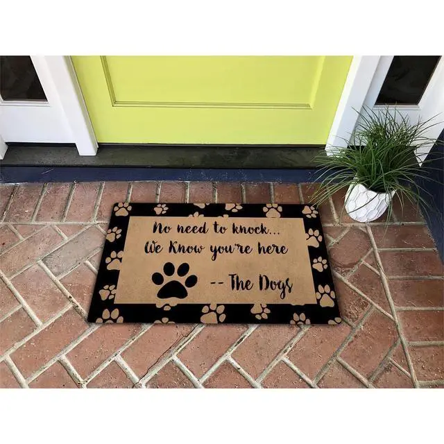 Alt view image 6 of 7 - Welcome Mat with Rubber Back No Need to Knock We Know You're Here The Dog Doormat Funny Doormat for Entrance Way Monogram Mats for Front Door Mat No Slip Kitchen Rugs and Mats 30"(L) x 18"(W)