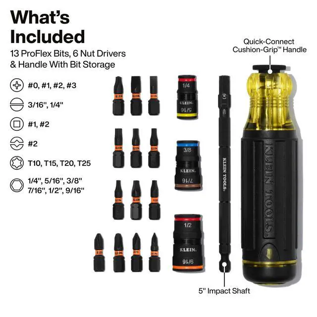 Alt view image 2 of 7 - 20-in-1 SAE Impact Rated Sockets and Screwdriver Tool with Phillips, Slotted, Square and Torx Tips