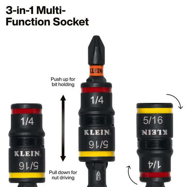 Alt view image 4 of 7 - 20-in-1 SAE Impact Rated Sockets and Screwdriver Tool with Phillips, Slotted, Square and Torx Tips