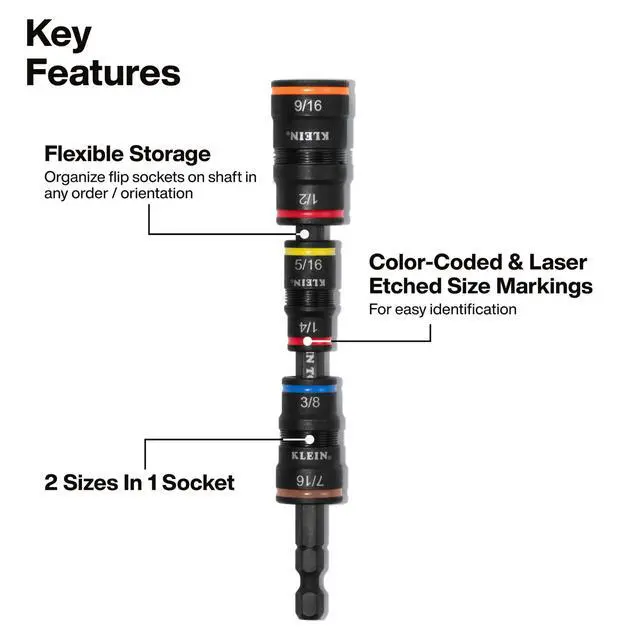 Alt view image 3 of 7 - 20-in-1 SAE Impact Rated Sockets and Screwdriver Tool with Phillips, Slotted, Square and Torx Tips