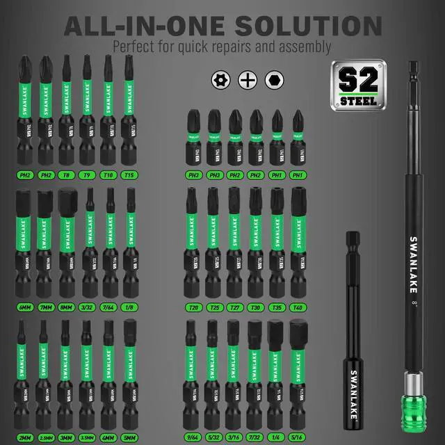 Alt view image 3 of 7 - 74-Piece Magnetic Nut Driver Set for Impact Drill Metric & SAE, Impact Socket Adapter, Power Bits with Magnetic Holder, Wing Nut Driver, Universal Socket, 1/4'' Quick-change Bit Extension