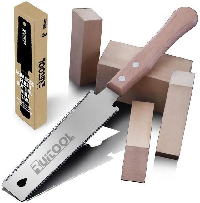 Main image of Japanese Hand Saw 6 Inch Double Edge Sided Pull Saw Ryoba SK5 Flexible Blade 14/17 TPI Flush Cut Beech Handle Wood Saw for Woodworking Tools