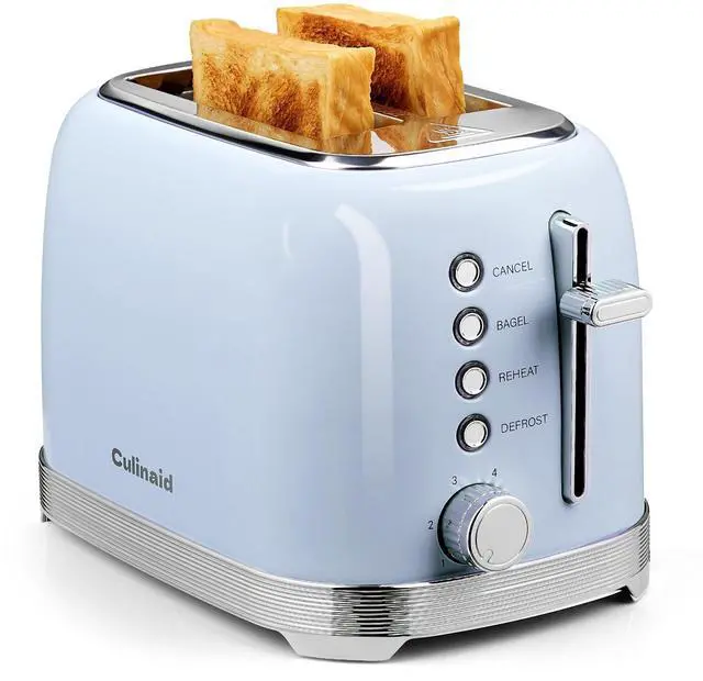 Main image of Toaster 2 Slice Retro Stainless Steel with 1.5 Extra Wide Slots Bagel, Defrost, Reheat, Cancel Functions, 6 Bread Shade Settings, Removable Crumb Tray, Blue