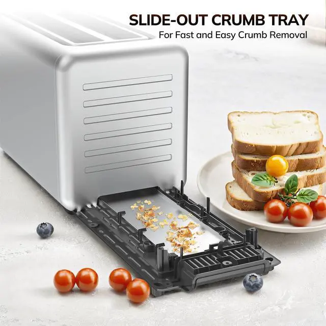 Alt view image 6 of 7 - Toaster 4 Slice, Digital Smart Toaster with TouchScreen, Memory Function, Single Slot Toasting, Timer, Reheat & Defrost for Bagels, Bread, Waffles, Muffin, Stainless Steel Kitchen Essentials