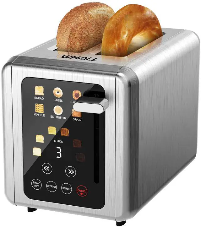 Main image of Touch Screen Toaster 2 Slice,Smart Digital Toaster with 1.5" Wide Slots,6 Shade Settings & 6 Bread Types,Memory Function,Countdown Timer,Brushed Stainless,Ideal Kitchen Gift & Essential