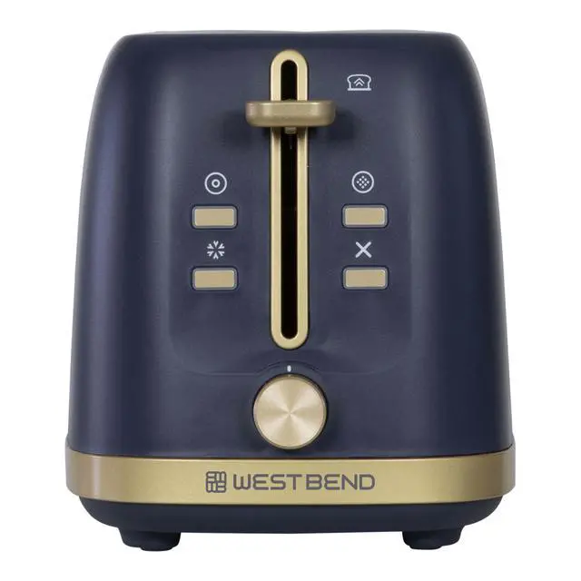 Alt view image 7 of 7 - Timeless 2-Slice Toaster with 7 Browning Levels, Bagel/Waffle/Defrost Settings, High-Lift Lever, Anti-Jam, Easy-Clean Crumb Tray, 2-Slice, Blue/Gold
