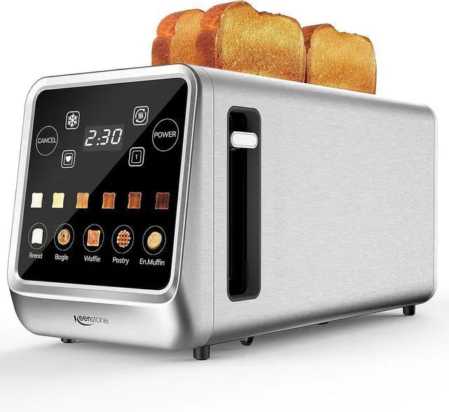 Main image of 4 Slice Touch Screen Toasters with Wide Slot, 1400W Stainless Steel Smart Toaster for Bagels, Waffles, Muffin - Timer, Defrost, Reheat & Memory Function, Family Breakfast Toaster