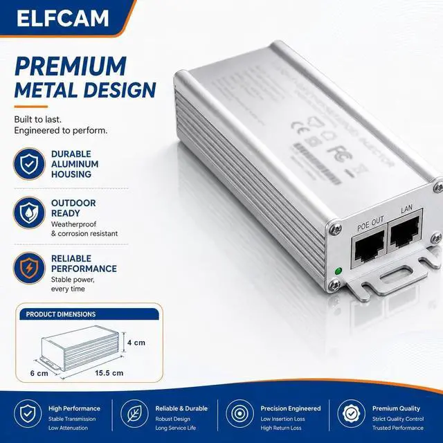 Alt view image 6 of 7 - 150W PoE Injector 2.5Gb/1.25Gb for Starlink Gen 3 Dish, Material Aluminium Alloy for Heat Dissipation,Input 100-240V AC and Output 150W, Plug-and-Play, Wall-Mounted Installation