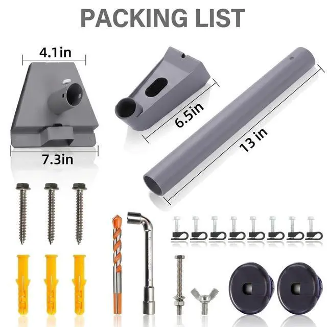 Alt view image 2 of 7 - Gen 3/4/4X Mount for Starlink, 360° Adjustable Wall/Roof/Pole Kit | Grey heavy-duty metal Starlink wall mount for V3, rustproof & weatherproof, with a 20° tilt, pipe adapter & hardware included