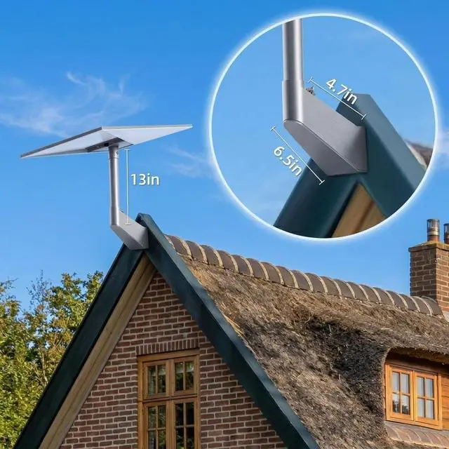 Alt view image 6 of 7 - Gen 3/4/4X Mount for Starlink, 360° Adjustable Wall/Roof/Pole Kit | Grey heavy-duty metal Starlink wall mount for V3, rustproof & weatherproof, with a 20° tilt, pipe adapter & hardware included