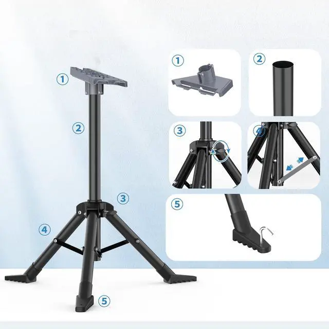 Alt view image 3 of 7 - Starlink Tripod Stand for Starlink Standard 4/ Standard 4X/ Gen3/ V4 | with Pipe Adapter Outdoor Portable Starlink Mounting Kit for Camping and RV Travel