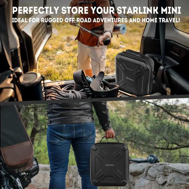 Alt view image 5 of 7 - Ultra-Light Case for Starlink Mini, Waterproof EVA Shockproof Bag | Easy-Clean Surface, 1.7lbs, Rain-Resistant Zipper, Shock Protection, for Travel & Camping Starlink Mini Accessories