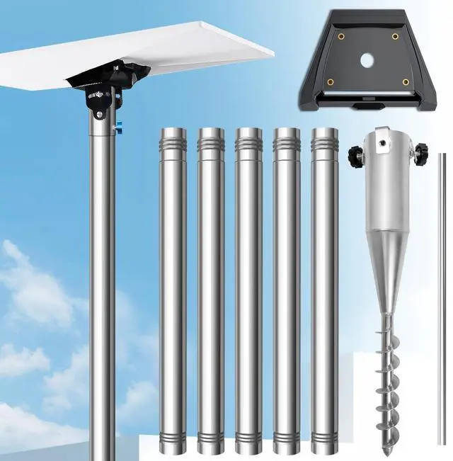 Main image of Starlink Standard 4/4X Pole Mount, 10Ft Starlink Gen 3/4 Ground Pole Mount | 1.5'' Stainless Steel Pole, No-Dig Spiral Ground Anchor, Mounting Kit Pipe Adapter Accessories, Portable Adjustable