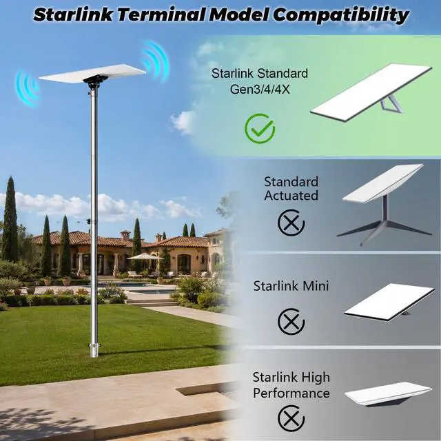Alt view image 5 of 7 - Starlink Standard 4/4X Pole Mount, 10Ft Starlink Gen 3/4 Ground Pole Mount | 1.5'' Stainless Steel Pole, No-Dig Spiral Ground Anchor, Mounting Kit Pipe Adapter Accessories, Portable Adjustable