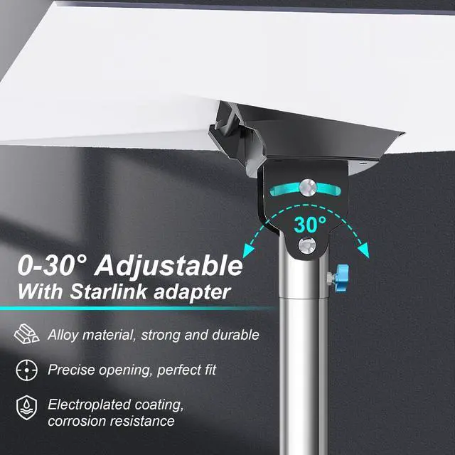Alt view image 6 of 7 - Starlink Standard 4/4X Pole Mount, 10Ft Starlink Gen 3/4 Ground Pole Mount | 1.5'' Stainless Steel Pole, No-Dig Spiral Ground Anchor, Mounting Kit Pipe Adapter Accessories, Portable Adjustable