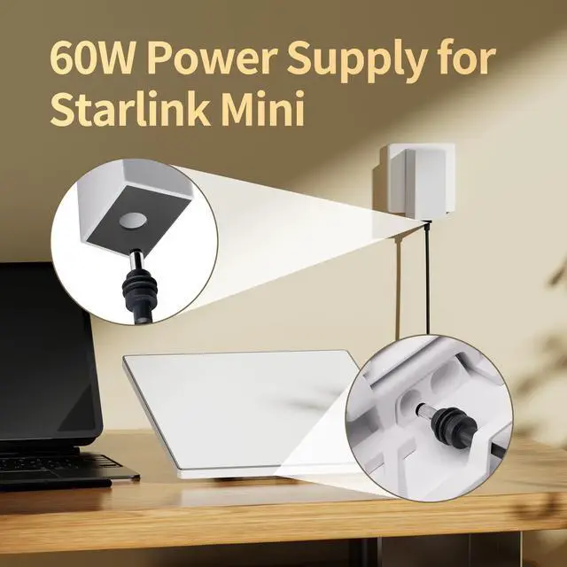 Alt view image 4 of 6 - Starlink Mini Charger 60W Replacement Power Supply AC Adapter | 30V 2A Output, Wall Charger Plug, For Starlink Mini Dish
