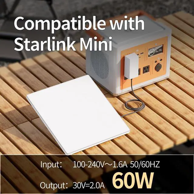 Alt view image 5 of 6 - Starlink Mini Charger 60W Replacement Power Supply AC Adapter | 30V 2A Output, Wall Charger Plug, For Starlink Mini Dish