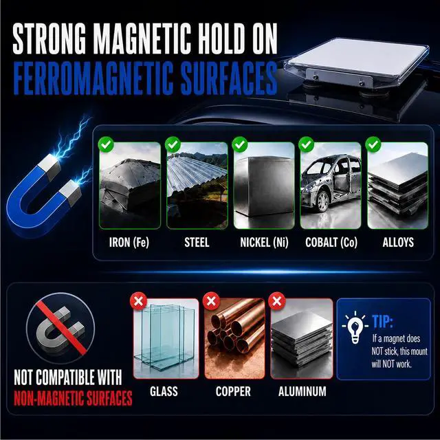 Alt view image 3 of 7 - Starlink Mini Magnetic Roof Mount, 265lbs Heavy Duty Magnet Quick-Release, Alloy Steel Bracket with Scratch-Resistant Silicone Pads, Weatherproof UV Hail Resistant, for Car RV SUV Truck Boat - Silver