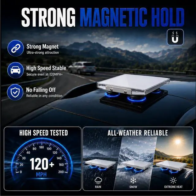 Alt view image 5 of 7 - Starlink Mini Magnetic Roof Mount, 265lbs Heavy Duty Magnet Quick-Release, Alloy Steel Bracket with Scratch-Resistant Silicone Pads, Weatherproof UV Hail Resistant, for Car RV SUV Truck Boat - Silver