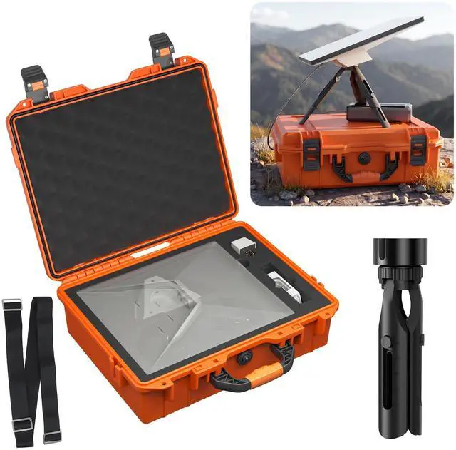 Main image of Starlink Mini Case Travel with Tripod, Orange | Hard Case, Precision Cut Foam, Waterproof, Portable, For Camp