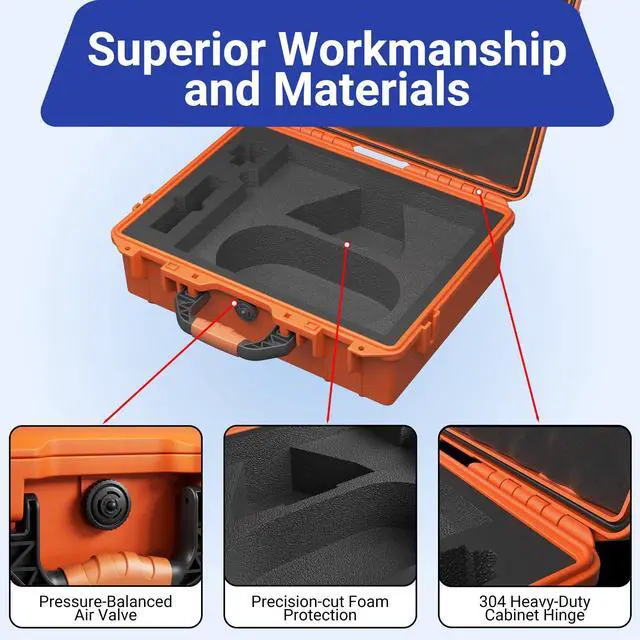 Alt view image 7 of 7 - Starlink Mini Case Travel with Tripod, Orange | Hard Case, Precision Cut Foam, Waterproof, Portable, For Camp