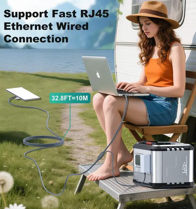 Alt view image 2 of 7 - 2 in 1 for Starlink Mini Ethernet Cable 32.8FT/10M | Starlink Mini Power Cable + RJ45 Ethernet Cable, DC to DC, DC to C Power Cable Relacement Waterproof Accessries for Boat/RV