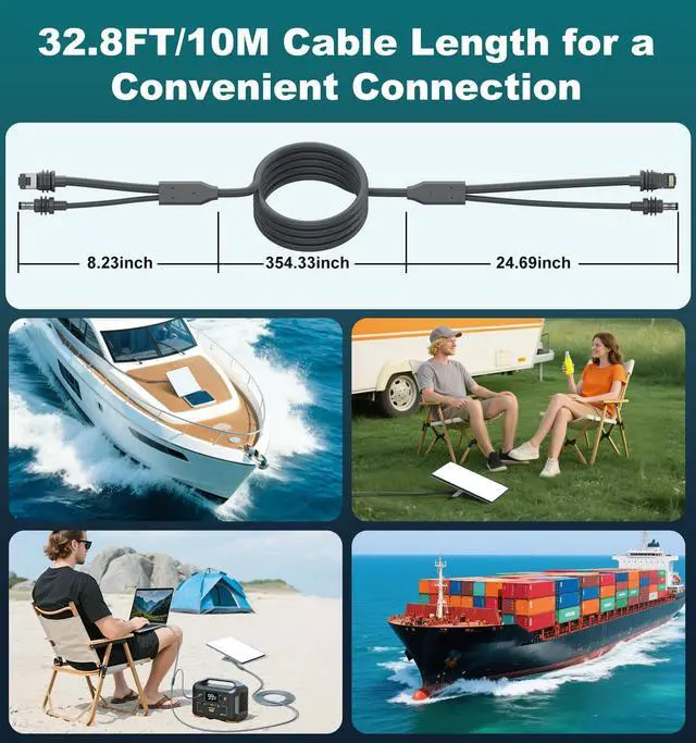Alt view image 3 of 7 - 2 in 1 for Starlink Mini Ethernet Cable 32.8FT/10M | Starlink Mini Power Cable + RJ45 Ethernet Cable, DC to DC, DC to C Power Cable Relacement Waterproof Accessries for Boat/RV