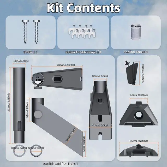 Alt view image 3 of 6 - Starlink Mini Wall Mount, 360 Adjustable Starlink Mini Bracket, Gray