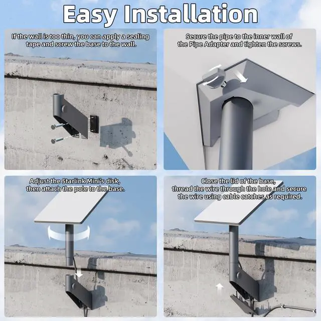 Alt view image 6 of 6 - Starlink Mini Wall Mount, 360 Adjustable Starlink Mini Bracket, Gray