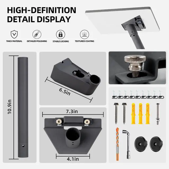 Alt view image 2 of 7 - Starlink Mini Wall Mount, 360° Adjustable Metal Bracket Eave Roof Mount Kit | Weatherproof metal mount with 360° adjustment, drill template, cable clips & hardware included for Starlink Mini setup
