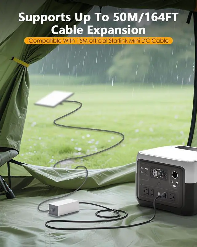 Alt view image 4 of 7 - Starlink Mini AC 110V Power Supply Adapter 30V 2A 60W 11.5FT/3.5M Cable | 30V 2A Stable Output 60W Starlink Mini 110V-240V AC Adapter, with 2M waterproof DC Power Cord Fast Charging AC/ DC Adapter