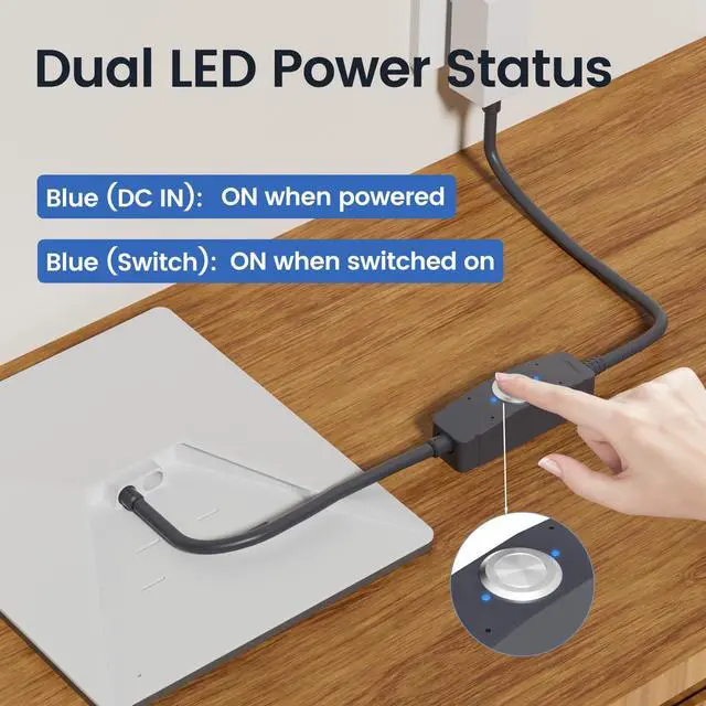 Alt view image 2 of 7 - Power Switch for Starlink Mini/Gen 3 Cable, 16m IP67 Waterproof with Magnetic Base Outdoor Switch, 16AWG 1FT Extension Cable Power Cord & Adapter with One-Touch Metal Button&Dual LEDs for RV