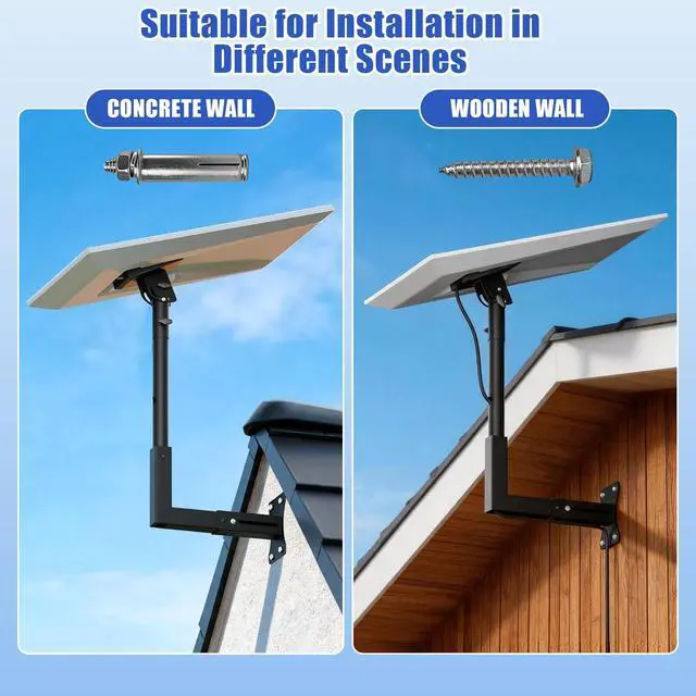 Alt view image 7 of 7 - Starlink Gen 3 Wall Mount, Heavy Duty Steel Adjustable Roof Long Bracket | Starlink Wall Mount with Telescoping Arm, Fits Starlink 4/4X/V3/Gen 3, Rustproof, Weatherproof for Wood/Concrete Walls