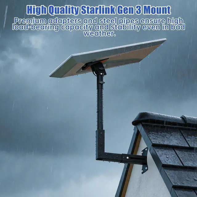 Alt view image 6 of 7 - Starlink Gen 3 Wall Mount, Heavy Duty Steel Adjustable Roof Long Bracket | Starlink Wall Mount with Telescoping Arm, Fits Starlink 4/4X/V3/Gen 3, Rustproof, Weatherproof for Wood/Concrete Walls