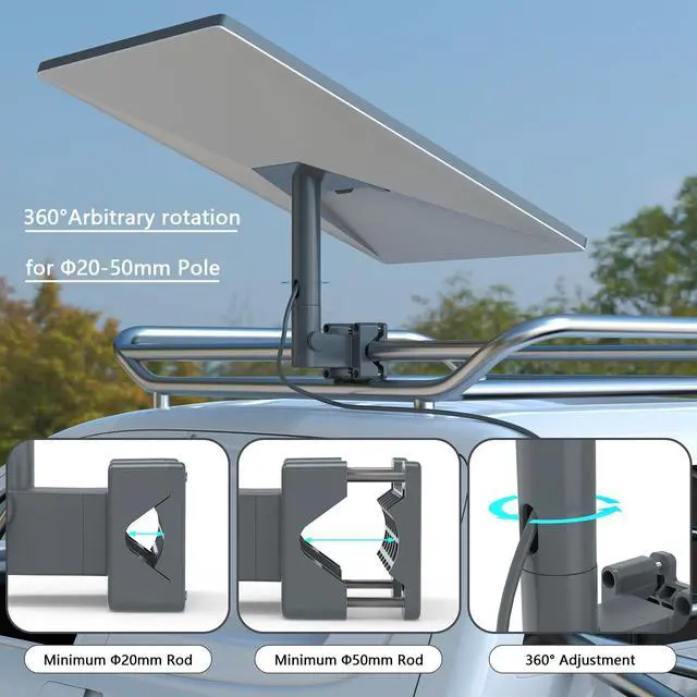 Alt view image 6 of 7 - Starlink RV Ladder Mount,Clamp Mount for Starlink Gen 3/Mini/Standard 4/4X with Installation Range 0.8-1.97 Pole Starlink V3 Mounting,Suitable RV/Ladder/Pole/Rack/Roof Outdoor Portable Bracket