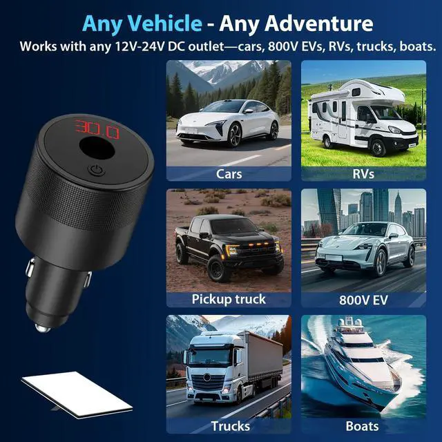 Alt view image 3 of 5 - Starlink Mini Car Adapter 12V-24V to 30V DC Step-Up Converter, No Reboot | Cigarette Lighter Adapter for Starlink Mini, LED Voltage Display & Power Switch, Supports 16AWG 30M Cable for RV Trailer Boat