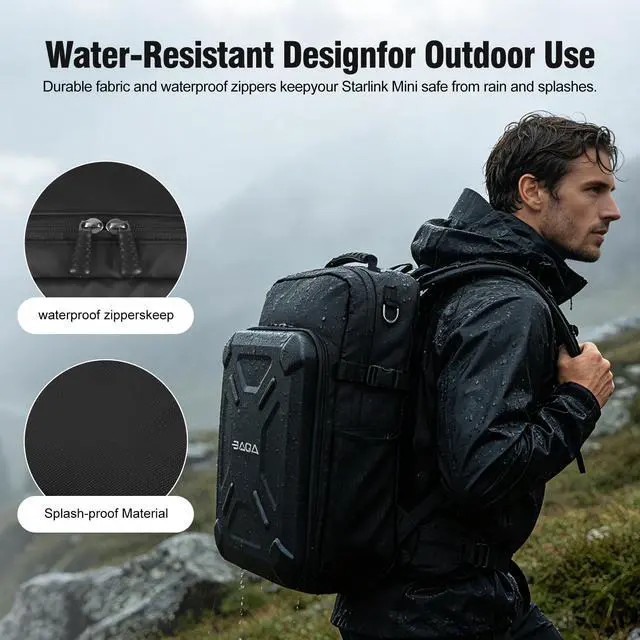Alt view image 3 of 7 - Starlink Mini Backpack, Waterproof Storage Organizer Travel Case | Padded Large Capacity Carrying Bag for Starlink Mini,Cables & Accessories,Portable Protective Case for Camping, RV and Travel