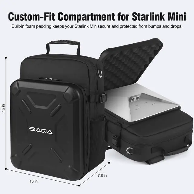 Alt view image 4 of 7 - Starlink Mini Backpack, Waterproof Storage Organizer Travel Case | Padded Large Capacity Carrying Bag for Starlink Mini,Cables & Accessories,Portable Protective Case for Camping, RV and Travel