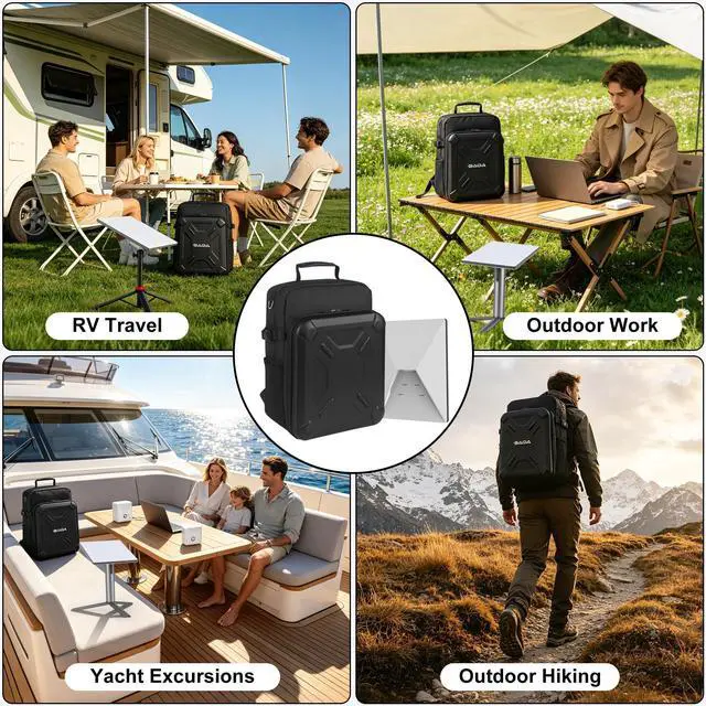 Alt view image 7 of 7 - Starlink Mini Backpack, Waterproof Storage Organizer Travel Case | Padded Large Capacity Carrying Bag for Starlink Mini,Cables & Accessories,Portable Protective Case for Camping, RV and Travel
