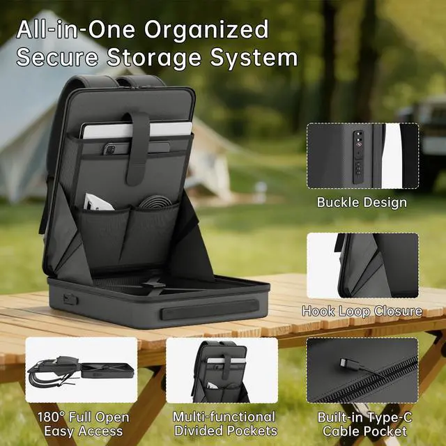 Alt view image 2 of 7 - Starlink Mini Backpack Protective Carrying Case Starlink Mini Bag for Power Cable & Battery Adapter Laptop Anti-theft with TSA Lock Waterproof Travel Accessories for Outdoor Camping