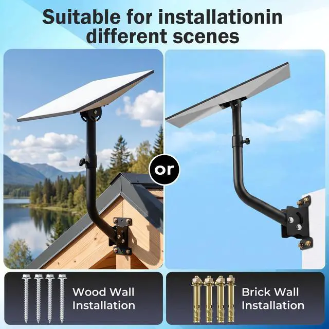 Alt view image 4 of 7 - Starlink Mount for Standard 4/4X/Gen 3, 3-Point Adjustable Extended Starlink Wall/ Roof Mount Bracket, Adjustable Metal Bracket with Pipe Adapter Kit for V3 Dish, Weatherproof Heavy Duty (Black)