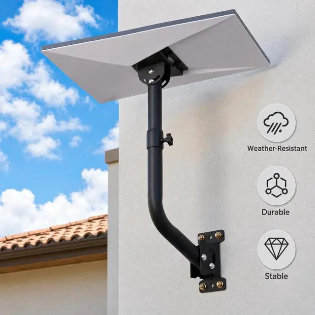 Alt view image 3 of 7 - Starlink Mount for Standard 4/4X/Gen 3, 3-Point Adjustable Extended Starlink Wall/ Roof Mount Bracket, Adjustable Metal Bracket with Pipe Adapter Kit for V3 Dish, Weatherproof Heavy Duty (Black)